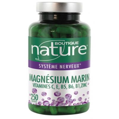 Magnésium marin B6 et vitamine C - 250 gélules - Boutique Nature