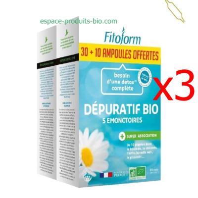 Détox bio de Fitoform 3 boîtes de 40 ampoules