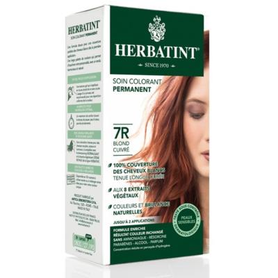 Coloration cheveux blond cuivré 7R - 150 ml - Herbatint